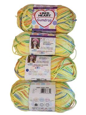 Red Heart Gumdrop 4 Lemon Variegated Worsted Acrylic Yarn Turkey